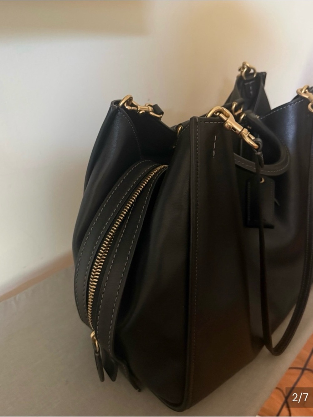 Coach Rogue 40 Black Leather Tote with Gold-Tone Hardware - Picture 2 of 4